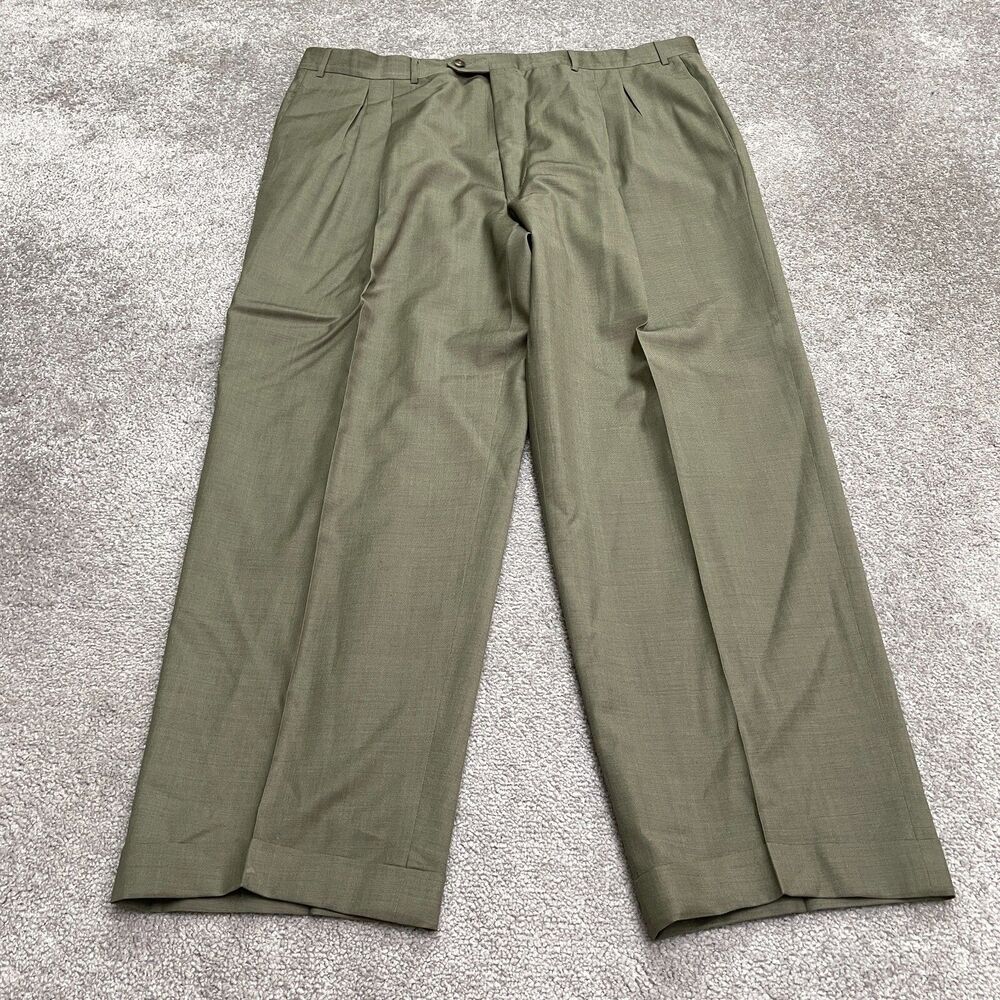 Corneliani Virgin Wool Suit Dress Pants Mens 42 Brown Straight Pleated Business